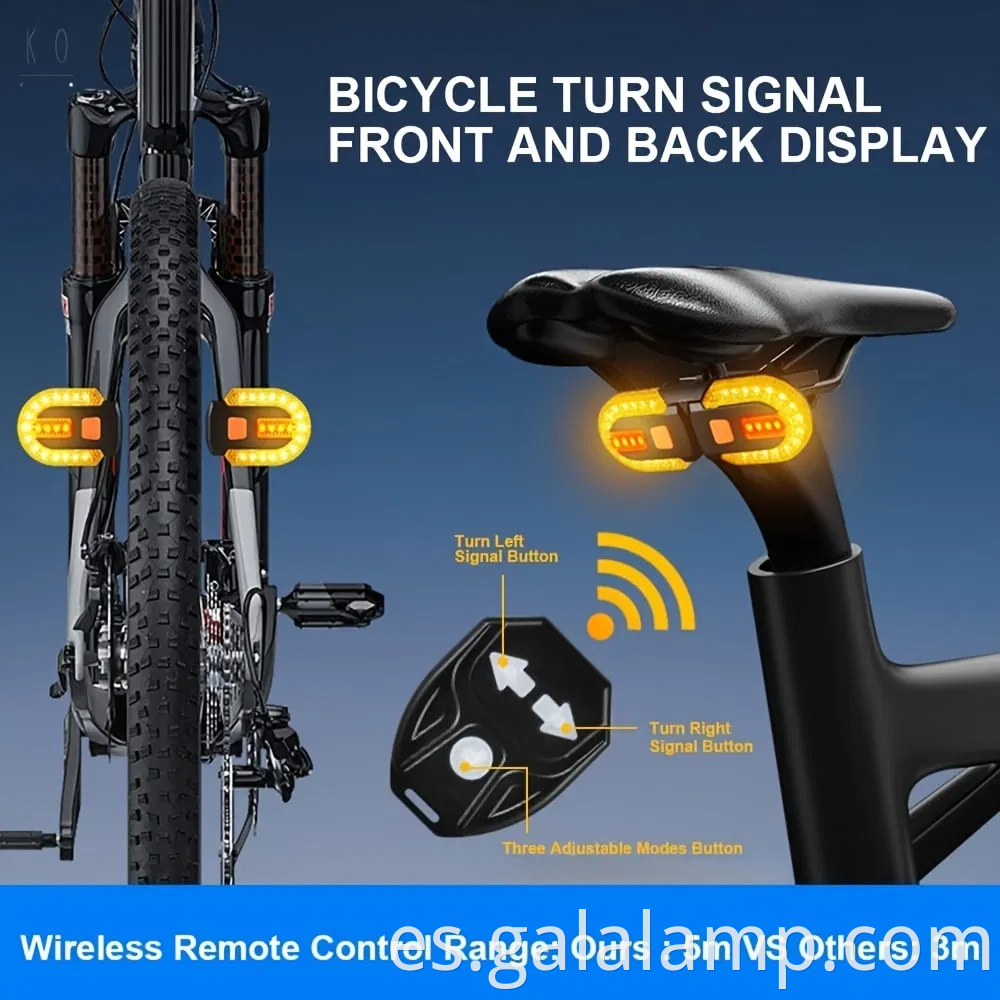 Luz de señal de giro de bicicleta de control remoto inalámbrico de control remoto impermeable